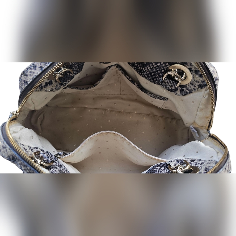 Kate Spade New York Snakeskin Print Shoulder Bag Chain Strap Neutral Python Look - Picture 5 of 16